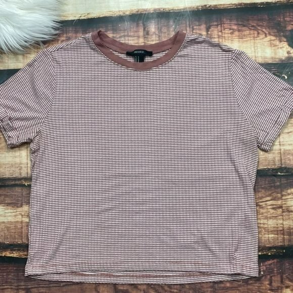 RELISTED Forever 21 Pink White Stripe Crop Top - Picture 2 of 6